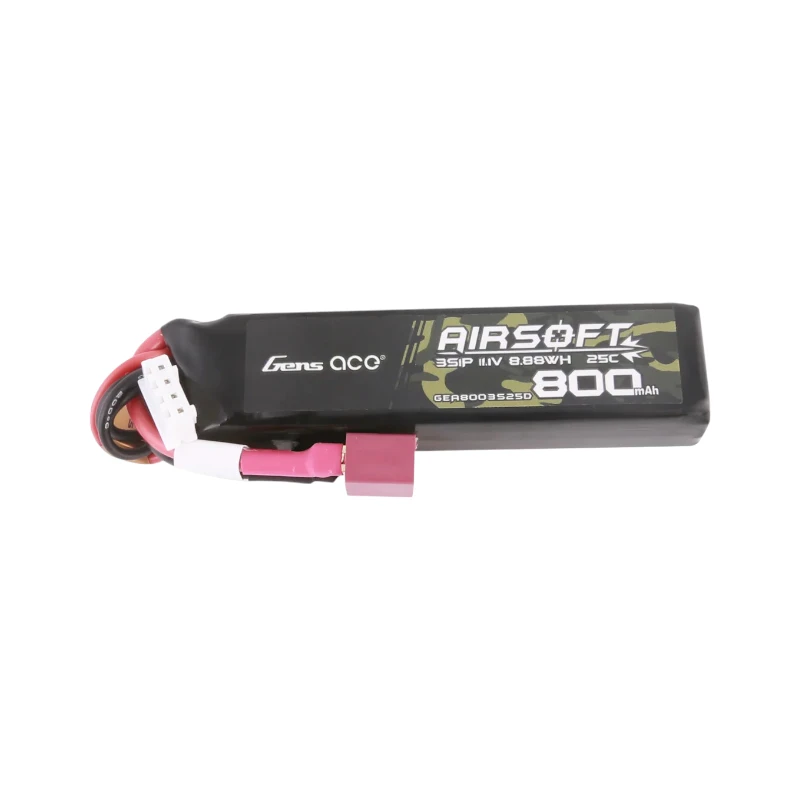 Kis méretű és nagy teljesítményű Gens ace 800mAh 11.1V LiPo akkumulátor airsoft AEG puskákhoz.